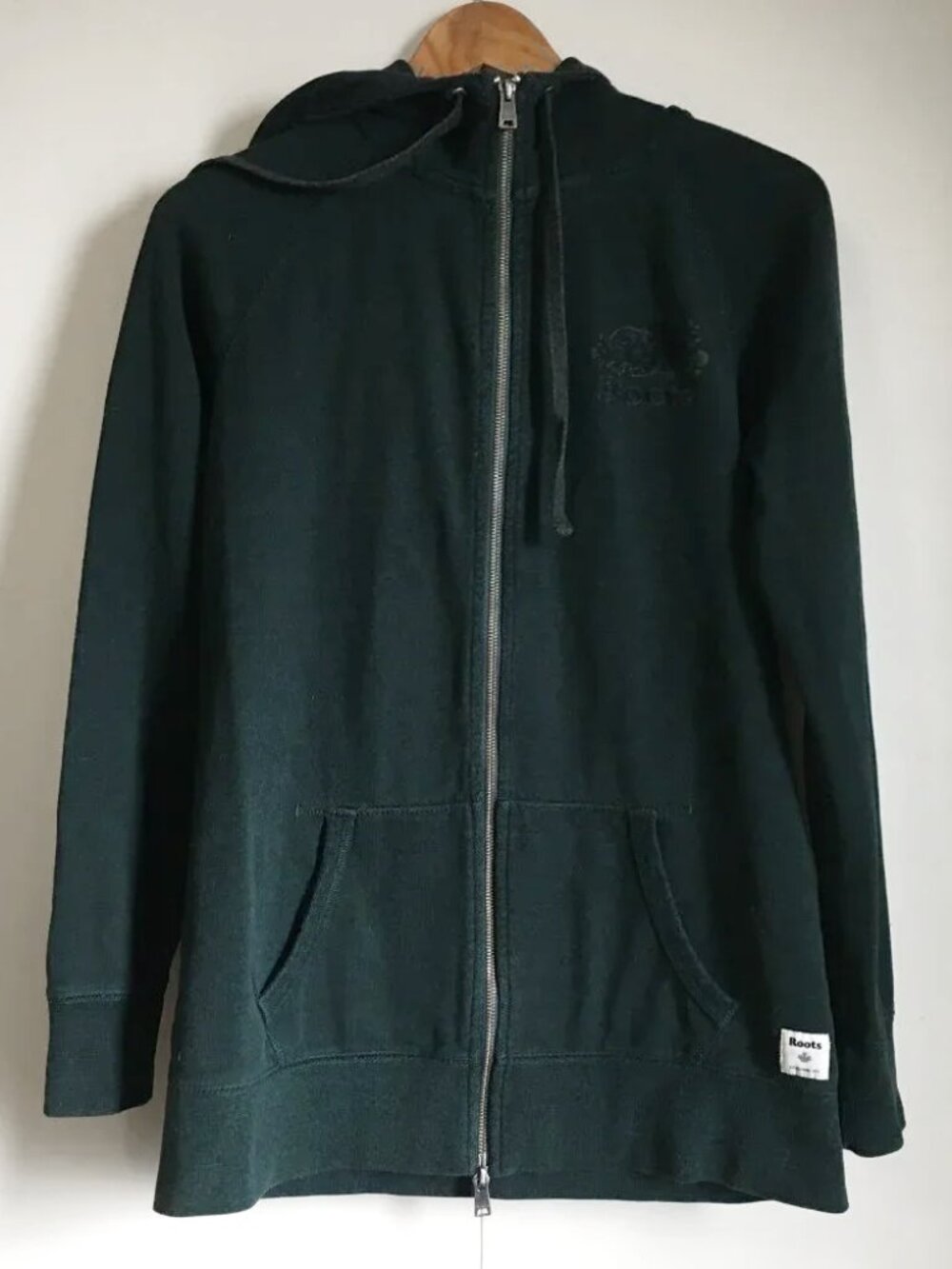 2016 Roots Varsity Green Cotton Blend Original Full Zip Hoodie - Medium